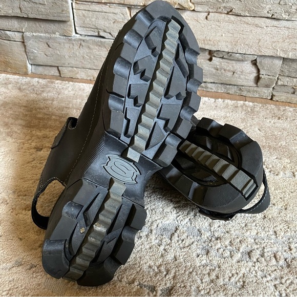 Skechers Vintage Sandals Jam Ups Fisherman Style Black Leather Platform Soles 90 - Picture 7 of 11